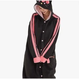 Hello Kitty Women's Black and Pink Pajamas Sz Small long sleeve footless